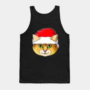 Cute Kawaii Christmas Cat with Santas Hat For Christmas Tank Top